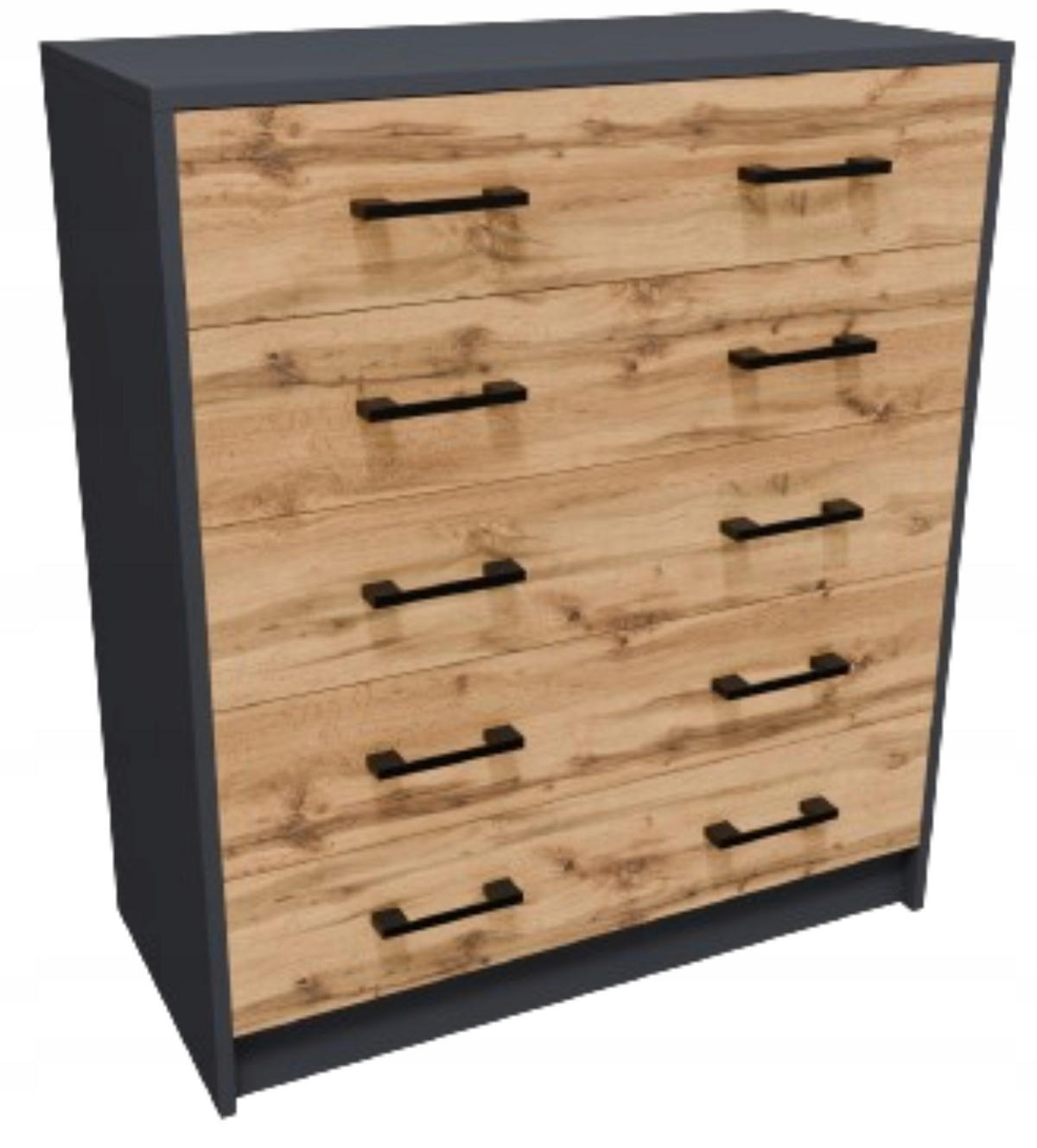 KOMMODE 5S Anthrazit-Wotan Eiche 74/35/85 cm mit 5 Schubladen - Anthrazit/Eiche Wotan, Holzwerkstoff (74/85/35cm) - Matkam Möbel