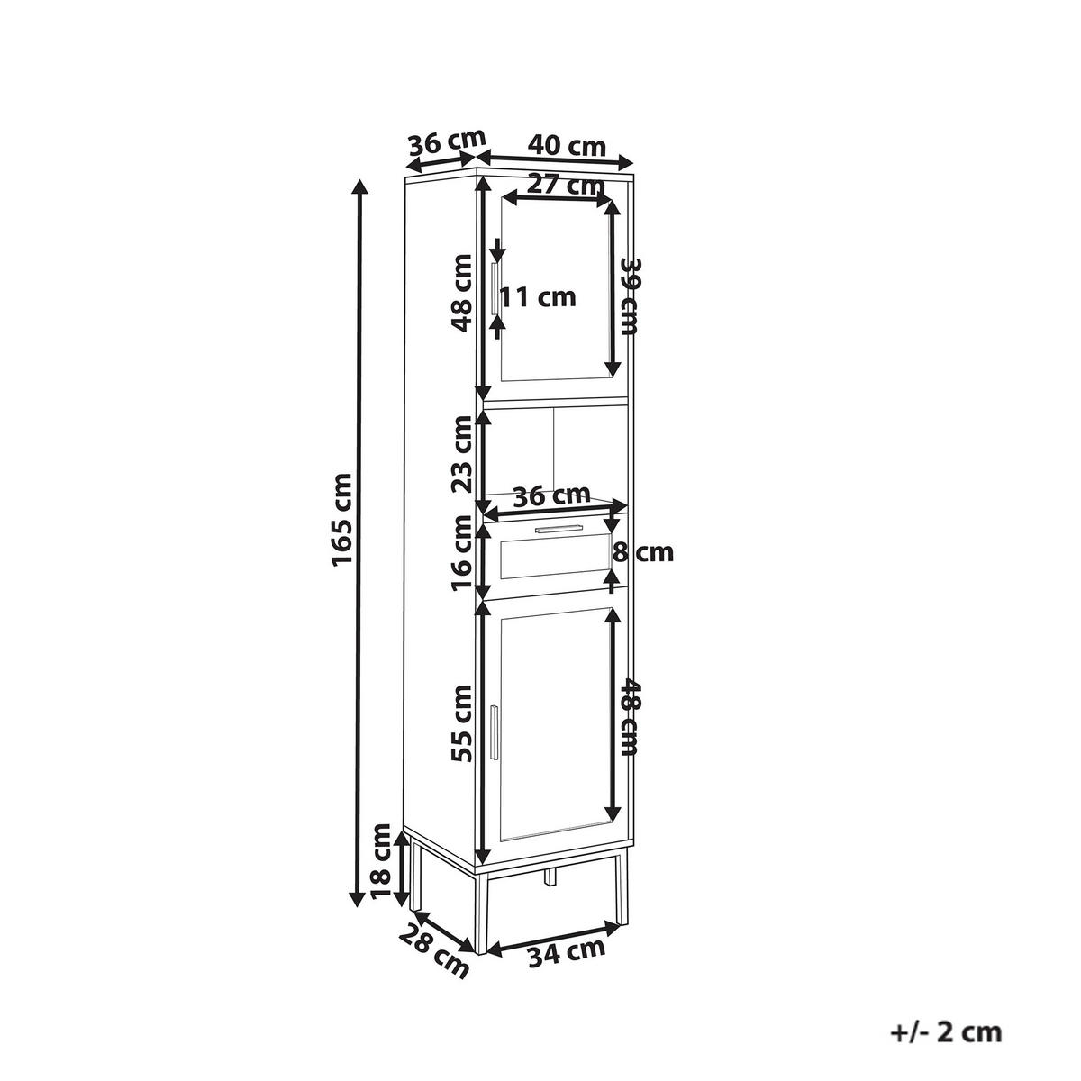 BAD-WANDSCHRANK 40 cm Hellbraun Rosell - Naturfarben/Braun, Holzwerkstoff (40/165/36cm) - Beliani