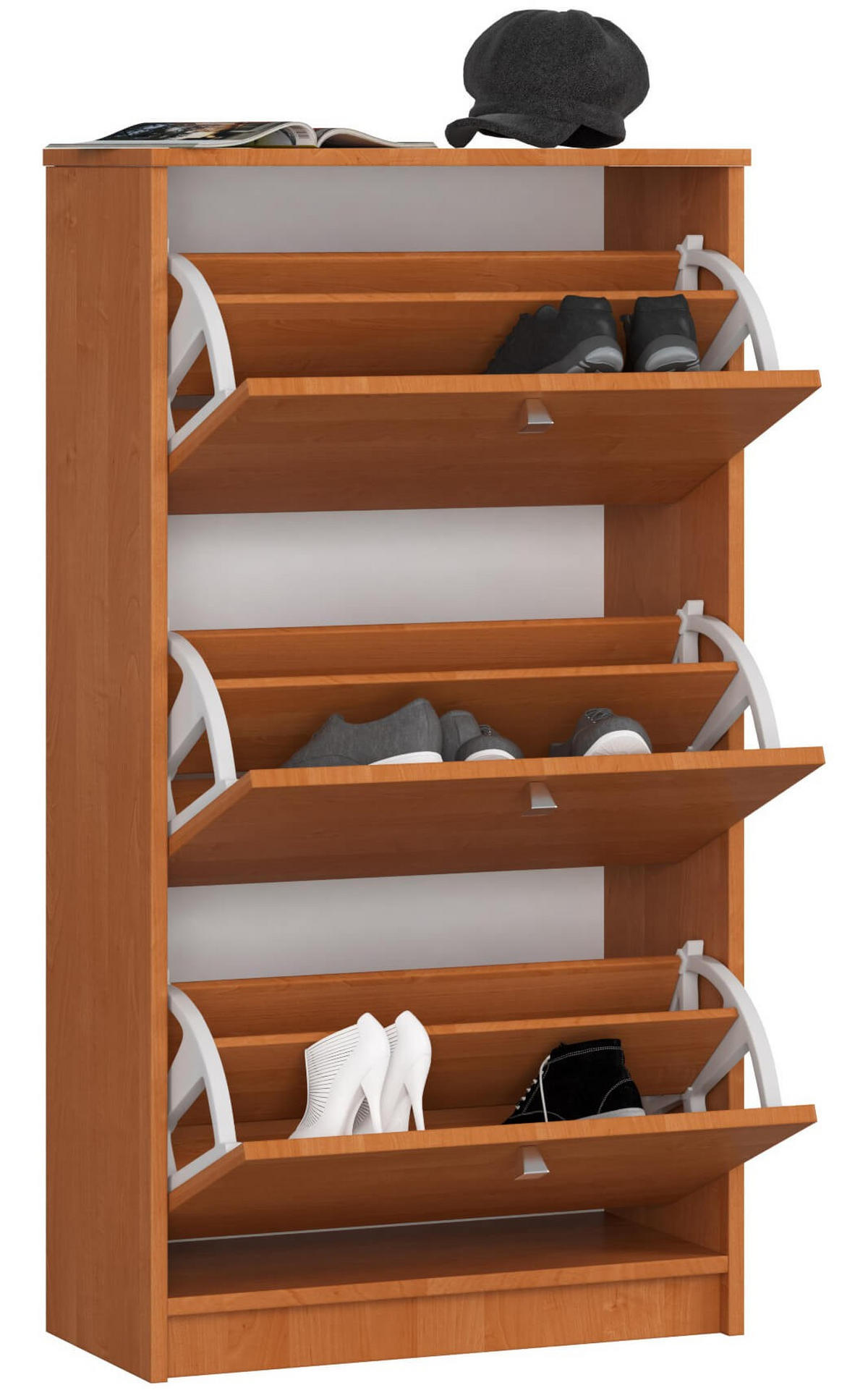 SCHUHSCHRANK Erlefarben 60x28.5x113 cm - Silberfarben/Erlefarben, Holzwerkstoff/Metall (60/113/28.5cm) - Akord