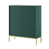 SIDEBOARD Eternas 2T Grün 104/125/39 cm – goldene Füße, mit geriffelten Fronten - Goldfarben/Grün, Holzwerkstoff (104/125/39cm) - AX Living