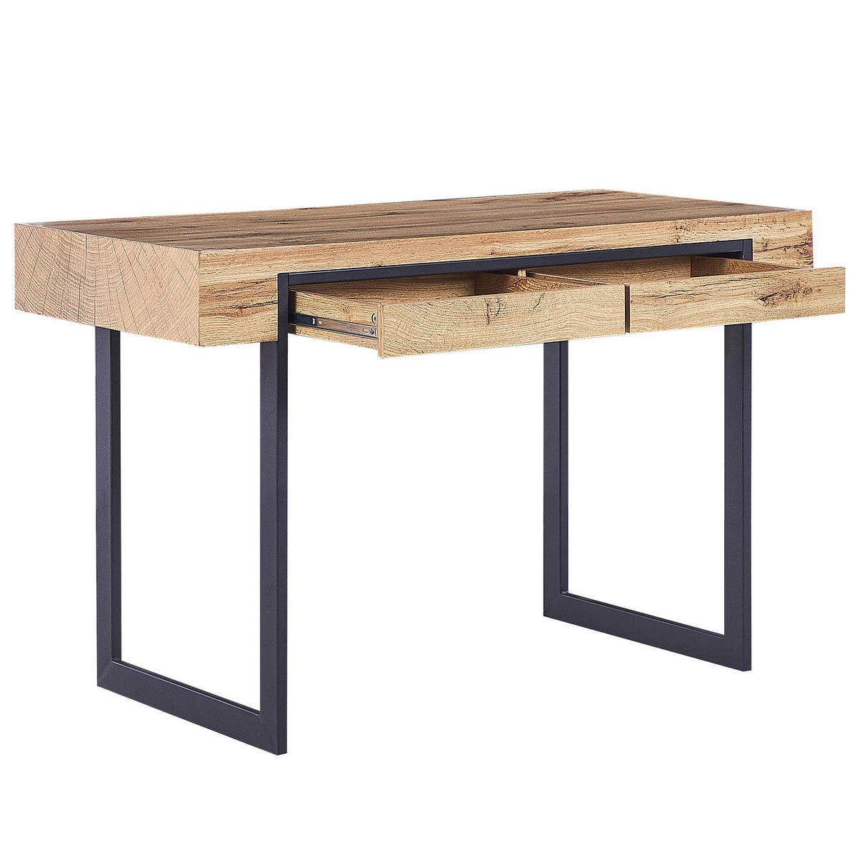 SCHREIBTISCH heller Holzfarbton/schwarz 120/55/76 cm Vida - Hellgrau, Holzwerkstoff (55/120/76cm) - Beliani