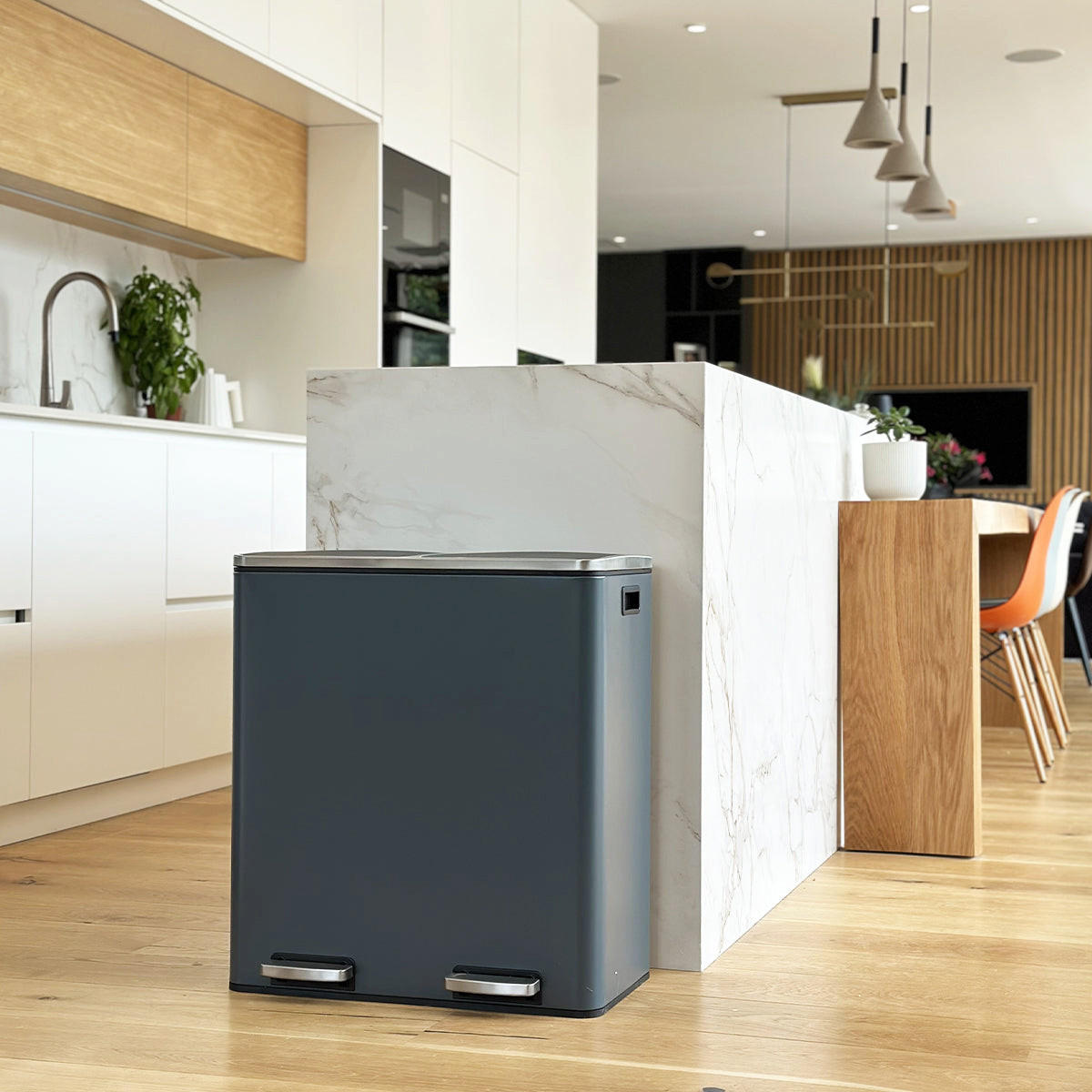 ABFALLEIMER MAJOR grau - Grau, Metall (36/65/60cm) - Kitchen Move