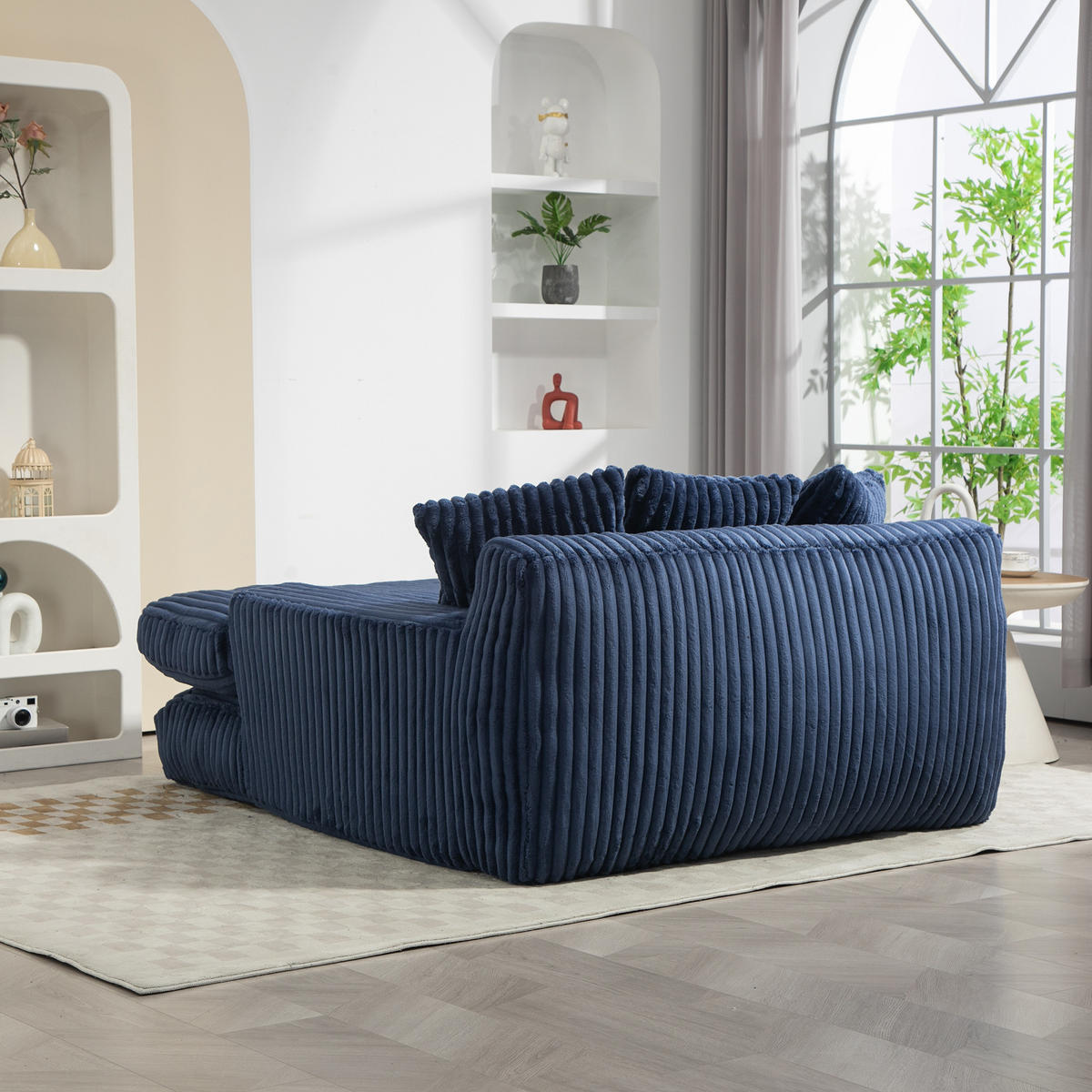 SOFABETT 125/155/63 cm Marineblau - Blau, Textil (155/63/125cm)