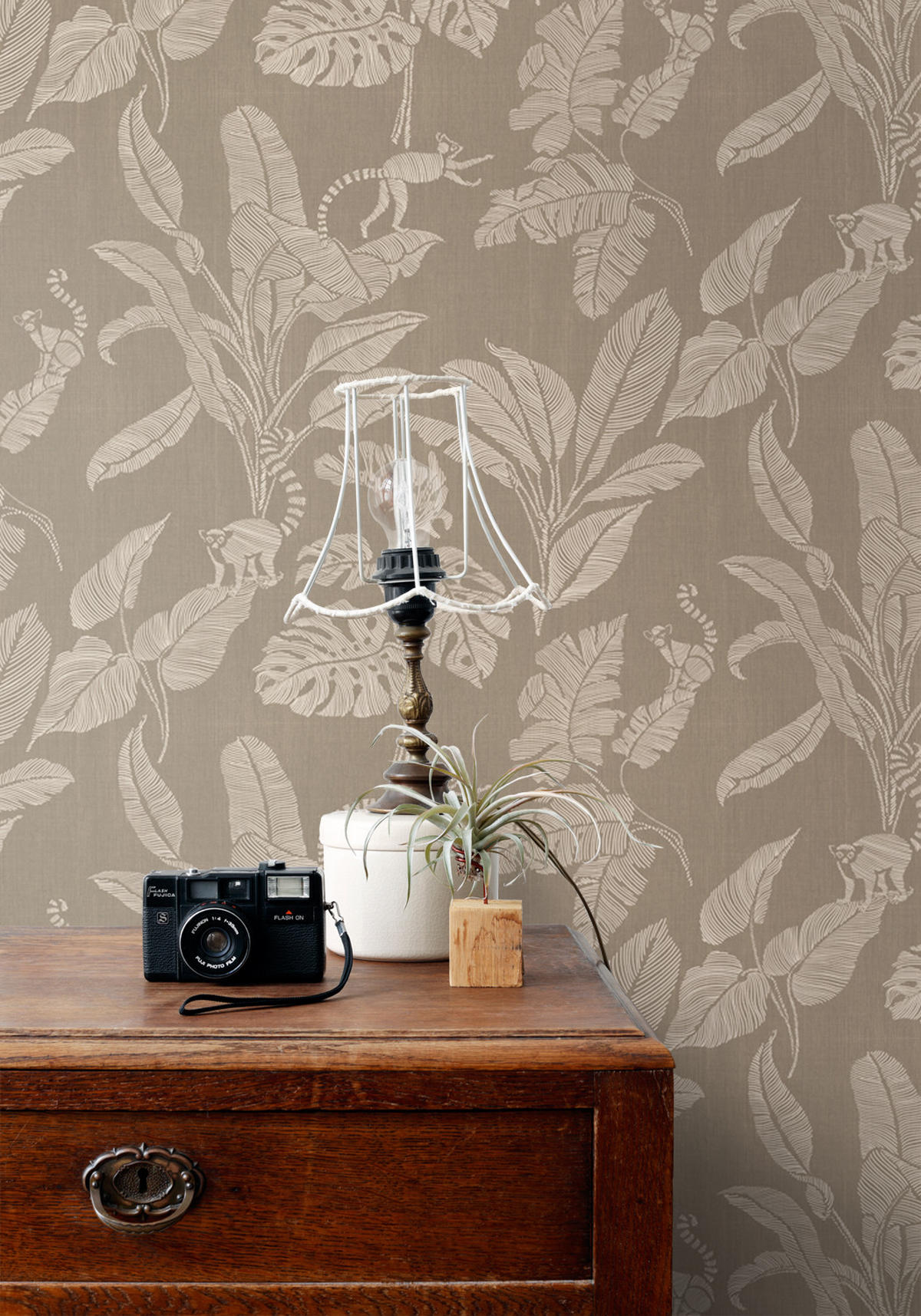 TAPETE Affen und Dschungelblätter 50 x 900 cm - Braun, Papier (50/900cm) - ESTAhome