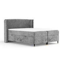 BOXSPRINGBETT Segni Dunkelgrau 160/200 cm mit Matratze und Topper - Dunkelgrau/Schwarz, Holz/Holzwerkstoff (160/200cm) - Maison de Reve