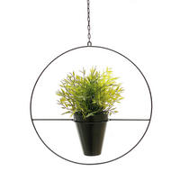 BLUMENAMPEL mit Topf Metall Schwarz Ø 40 cm KW446 - Schwarz, Metall (12/14/12cm) - DanDiBo