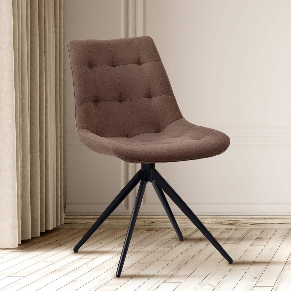 DREHSTUHL 2er Set Stoff Taupe - Taupe/Schwarz, Textil/Metall (48/82/56cm) - CLP