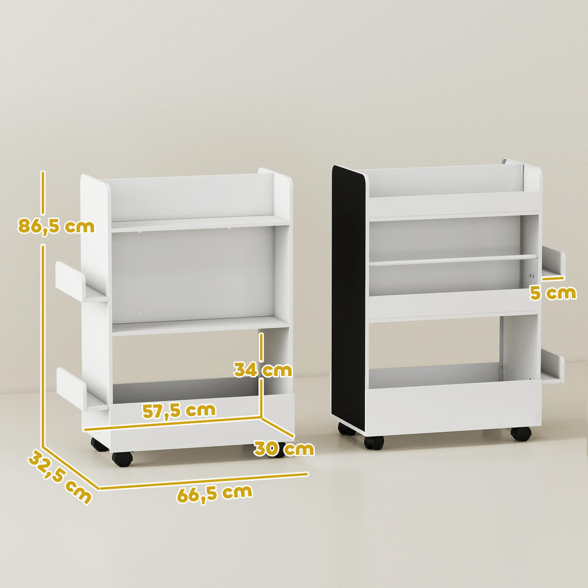 KINDER-BÜCHERREGAL MDF Weiß - Weiß, Holzwerkstoff (32.5/86.5/66.5cm) - AIYAPLAY
