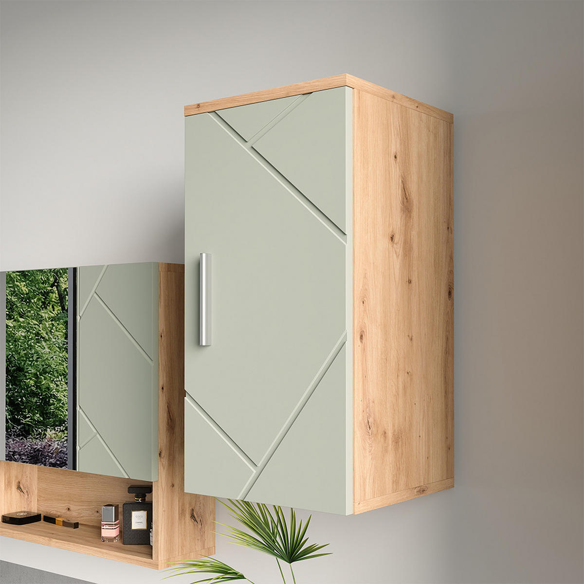 MIDISCHRANK Irma Salbeigrün 30 x 59 cm - Salbeigrün/Hellgrau, Holzwerkstoff (30/59/24cm) - Vicco