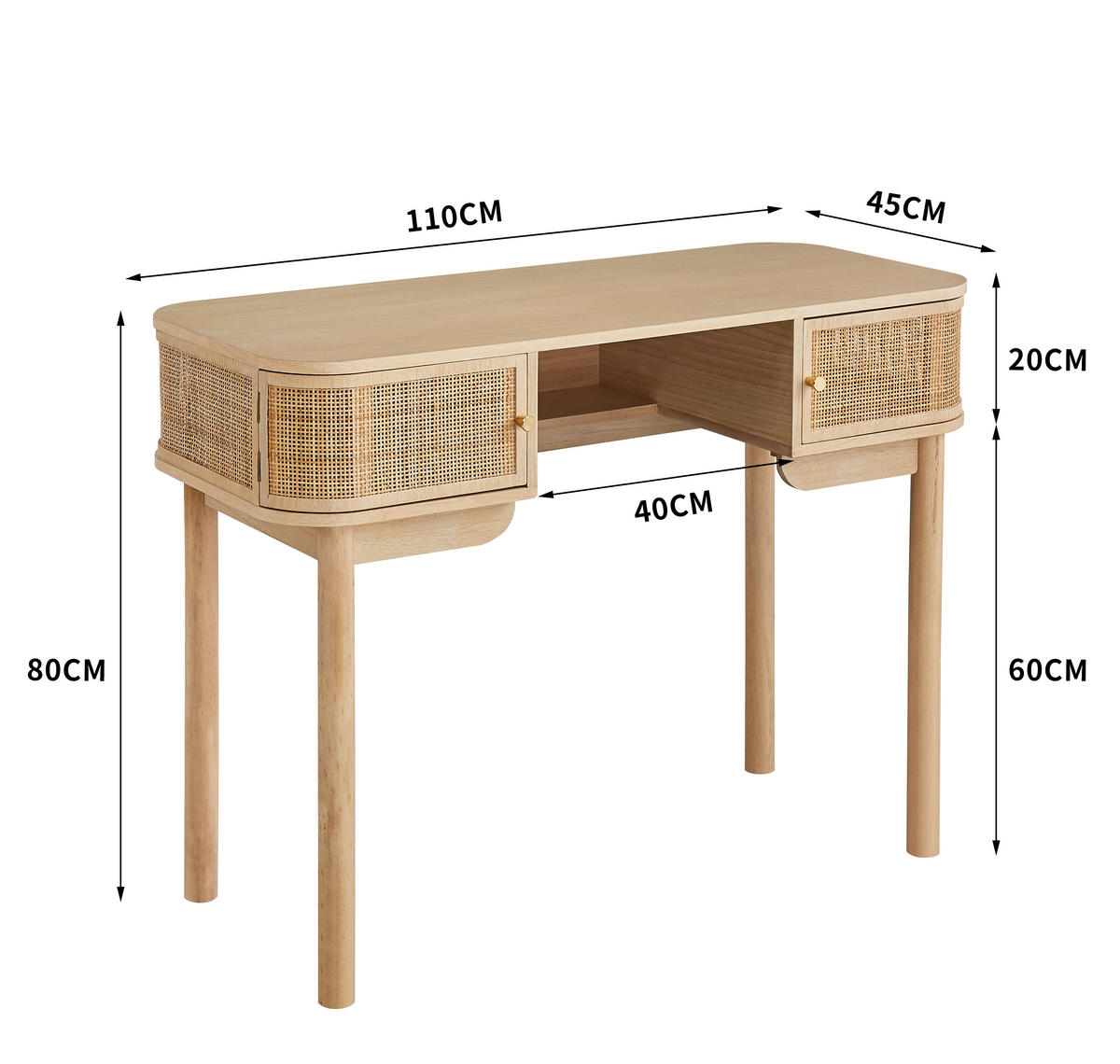 SCHREIBTISCH Rechteckig Braun 110 x 45 x 78 cm - Braun, Holz (45/110/78cm) - Nordlys