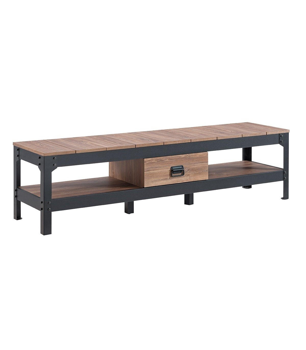 TV-MÖBEL Farbe Alt-Eiche mit 2 Ablagen und 1 Schublade - 151/38.5/40 cm - Nussbaumfarben, Holzwerkstoff (38.5/40/150.9cm) - Calicosy