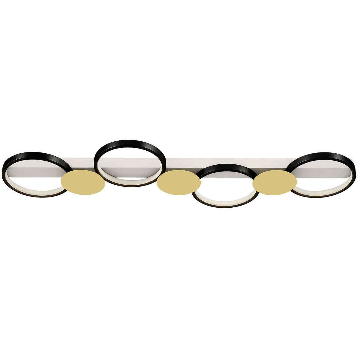 DECKENLEUCHTE LED 38W 1500LM 3000K-6500K Deckenlampe mit 4 Glühbirnen Szenenmodi - Schwarz, Metall (100/31/7cm) - HOMCOM