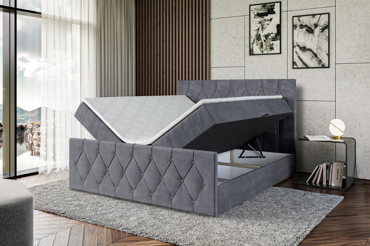 BOXBETT VELANTO-Z - 140 x 200 - H4 - Dunkelgrau - Dunkelgrau, Holzwerkstoff (140/200cm) - ALTDECOR