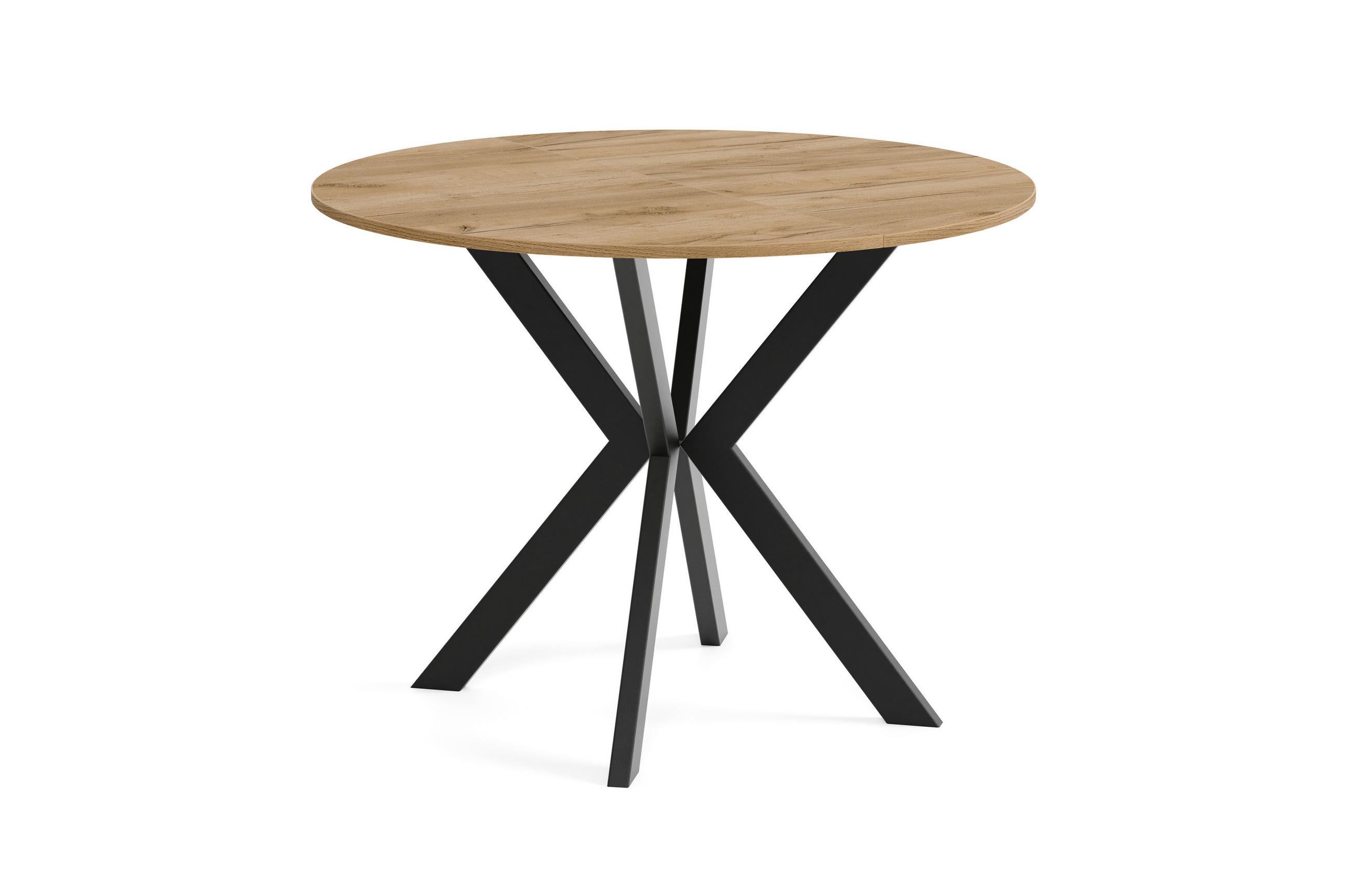 Meblini Esstisch Honigeiche, Schwarz 90x76x90 cm