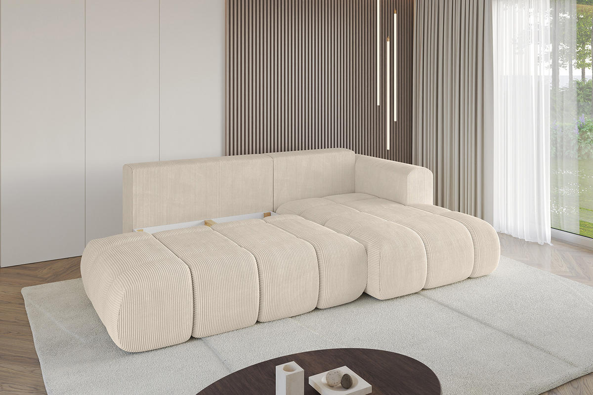 ECKSOFA Ottomane Rechts CLOUD-L 289x180x40 Beige Cord - Beige, Holzwerkstoff/Kunststoff (289/180cm) - ALTDECOR