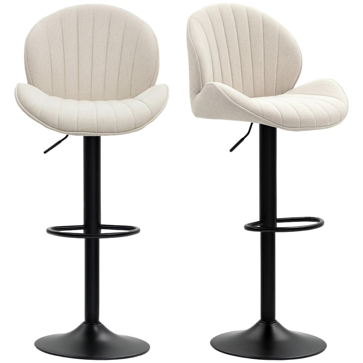BARHOCKER 2er-Set DE-14755 muschelförmig & höhenverstellbar Beige - Beige, Metall (48/115/50cm) - ComfortXL