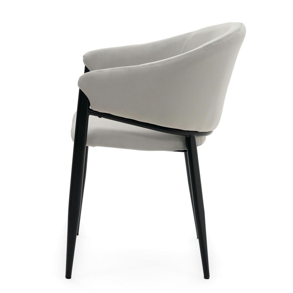 STUHL BUENO gespolsterter - hellgrau - Glamour Velour Samt - Hellgrau/Schwarz, Textil/Metall (57/81/59cm) - NEW HOME