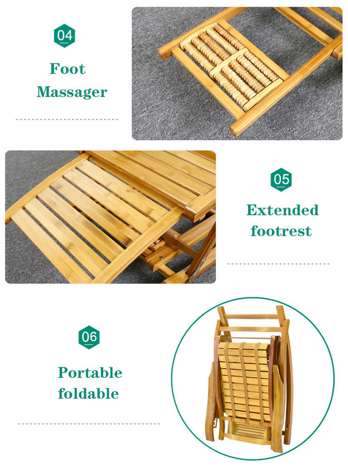 GARTENSCHAUKELSTUHL Relaxsesselaus aus Bambus Stahl in Naturholz für Garten Balkon klappbar verstellbar 47 x 95 x 108 cm Belastbarkeit 150 kg - Naturfarben, Metall (47/108/95cm) - Livingandhome