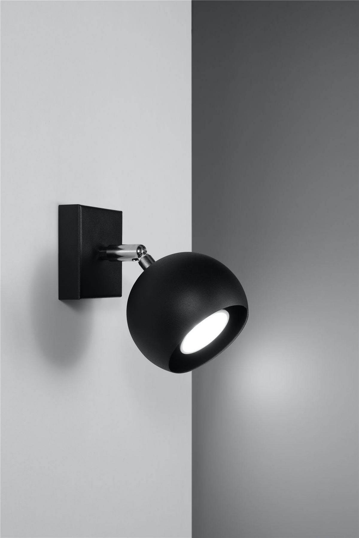 WANDLEUCHTE Schwarz Beweglicher Spot - Schwarz, Metall (8/10/15cm) - Sollux Lighting