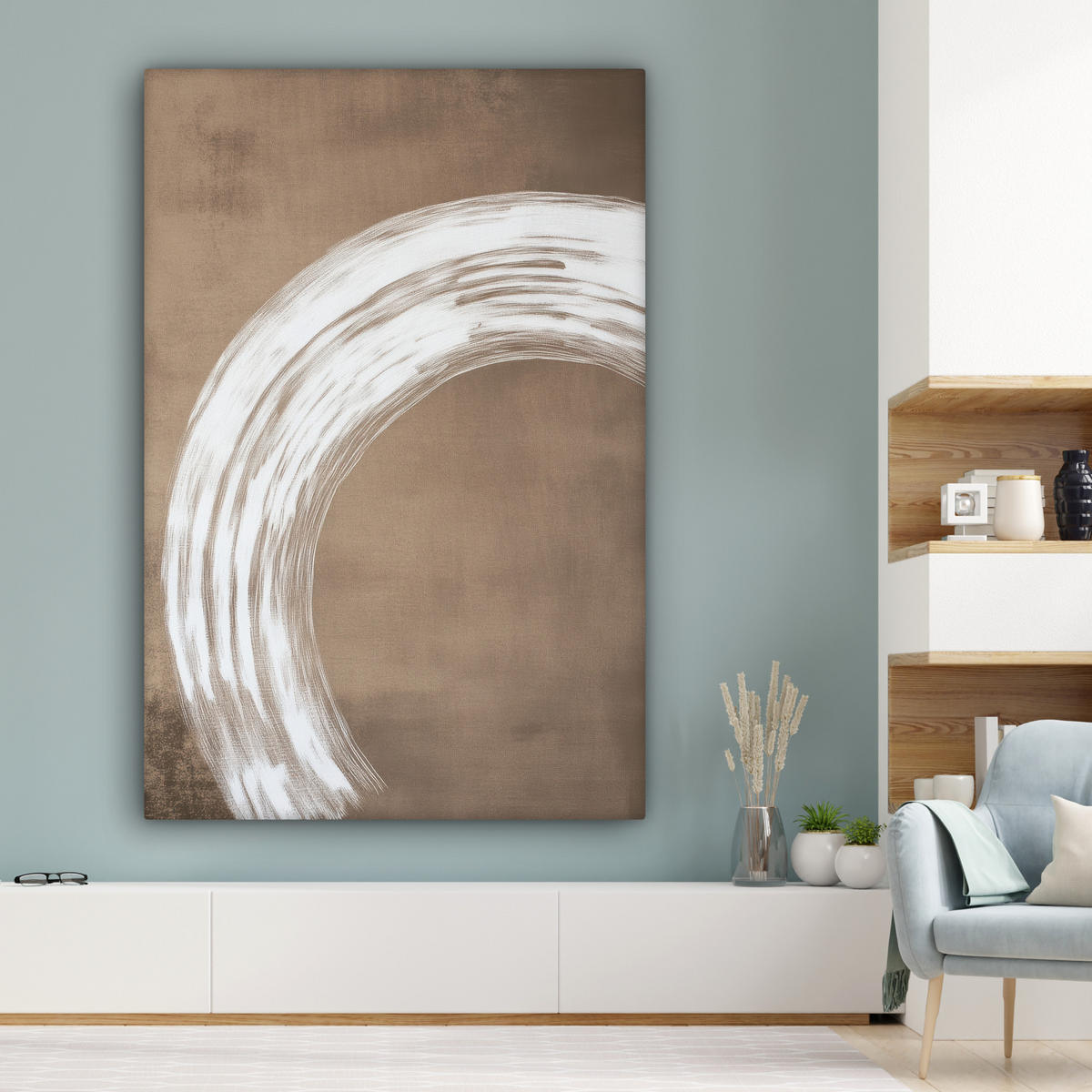 LEINWANDBILD Farbe - Braun - Japandi 90x140 cm - Kupferfarben, Textil (90/140cm) - MuchoWow