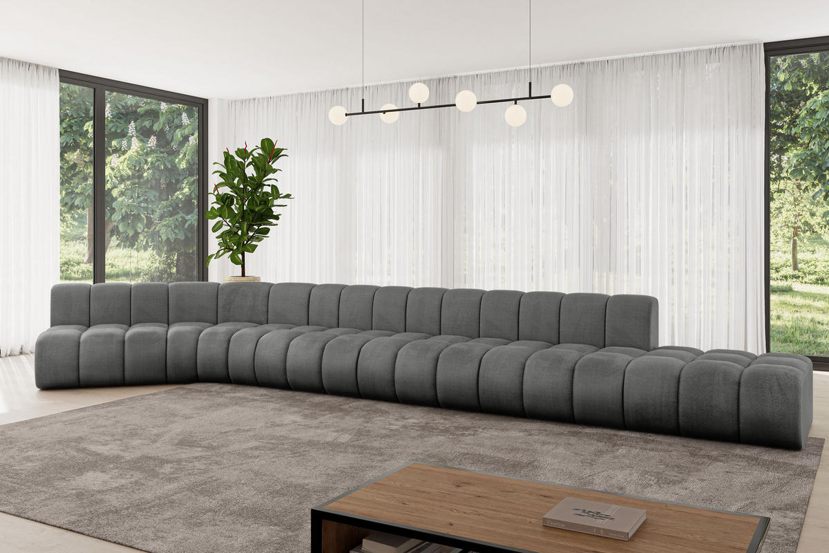 ECKSOFA modulares Sofa Brilo-L3 - 562x174x70 cm Dunkelgrau - Dunkelgrau, Holzwerkstoff/Textil (562/174cm) - ALTDECOR