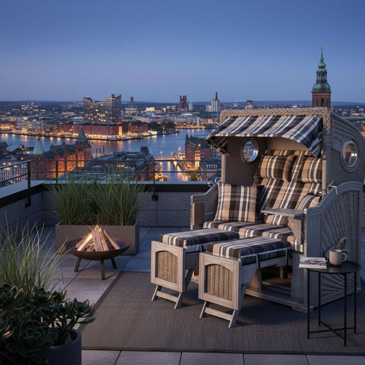 STRANDKORB Düne Koboo Grau Bullaugen - Braun/Grau, Metall (125/170/80cm) - Mr. Deko