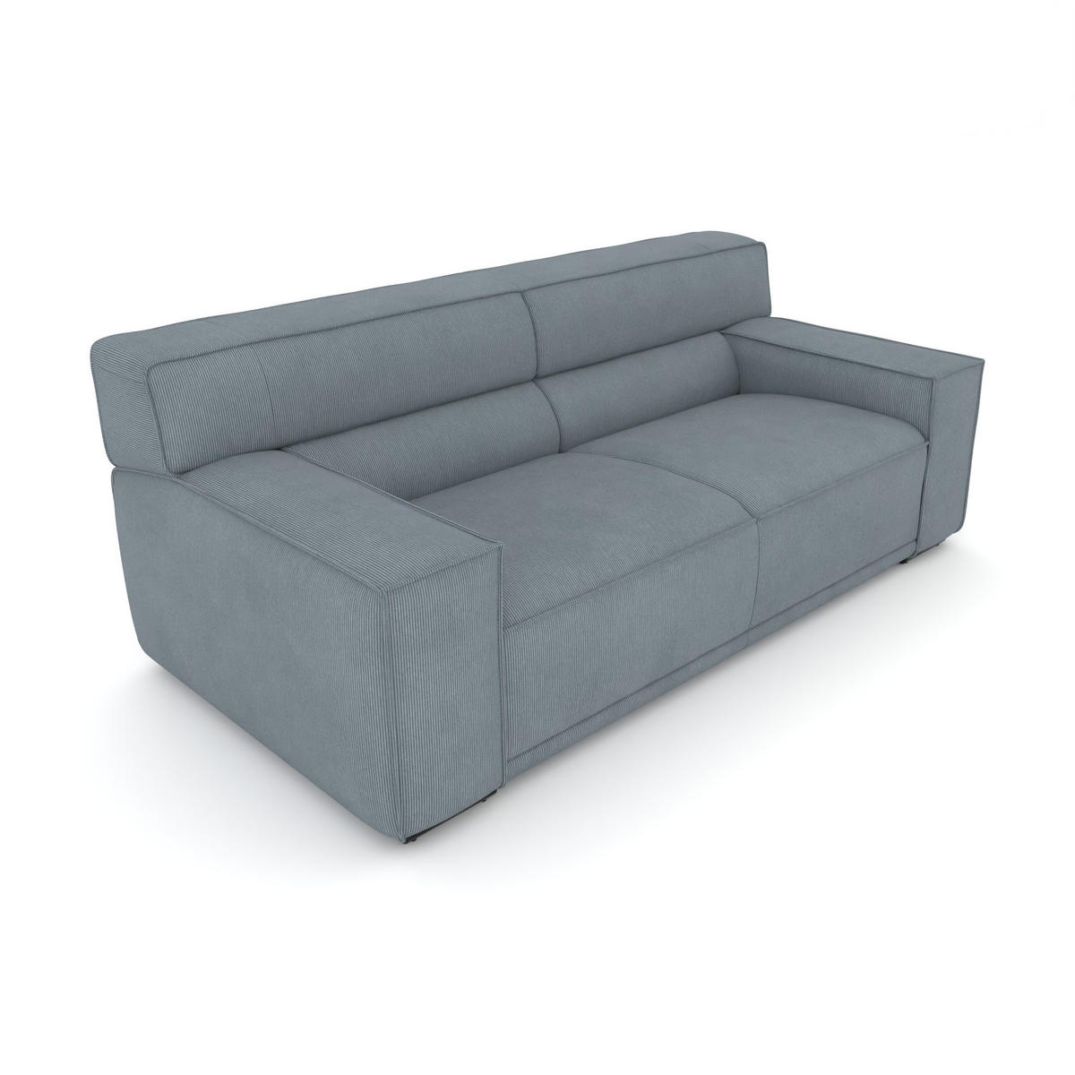 3-SITZER Umea Cord Blau 204/106/78 cm - Blaugrau, Kunststoff/Textil (204/78/106cm) - foamnova