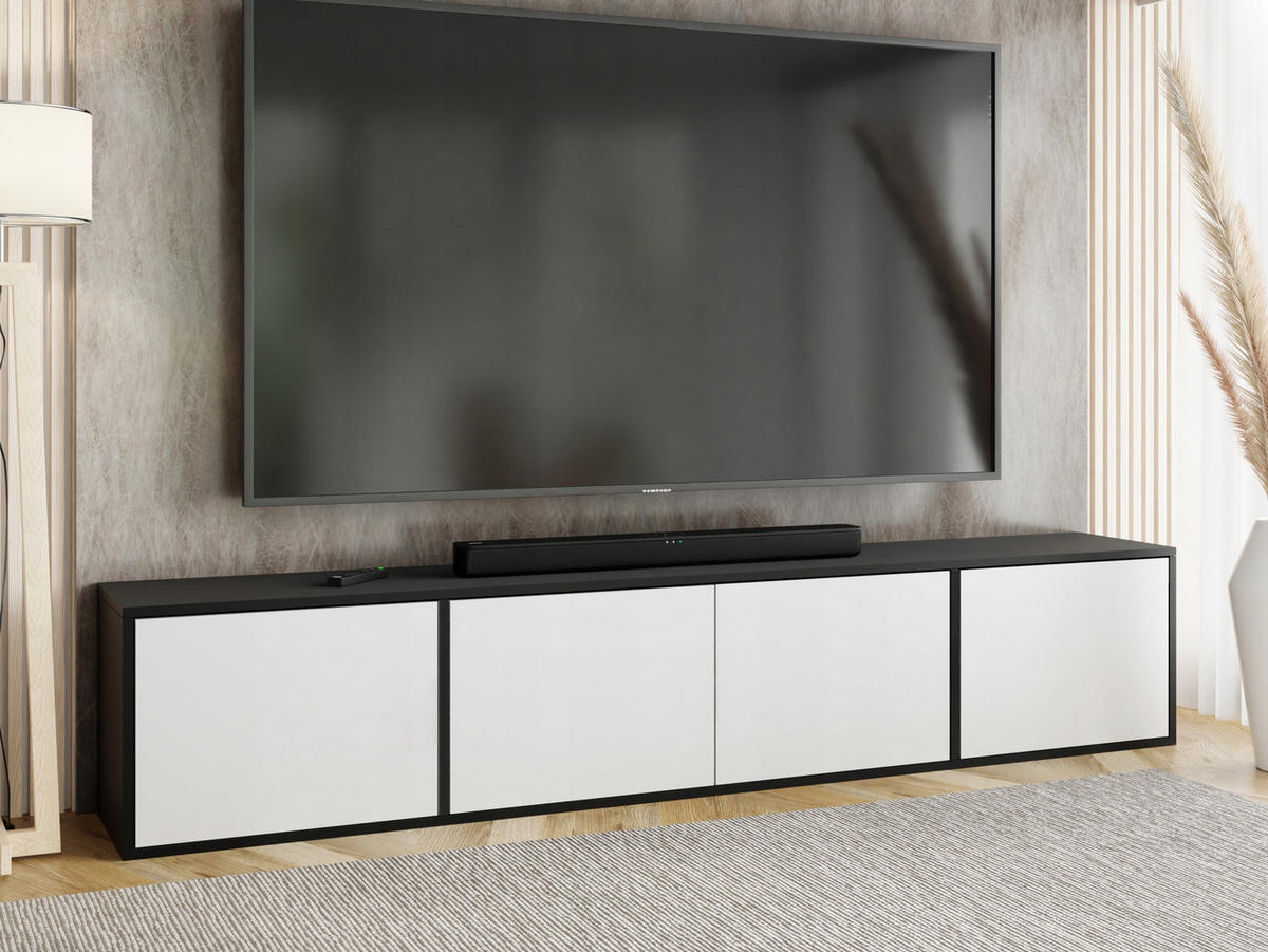 TV-LOWBOARD EDI 4 Schwarz / Weiß – 4-türig - Schwarz/Weiß, Holzwerkstoff (206.4/42/38.9cm)