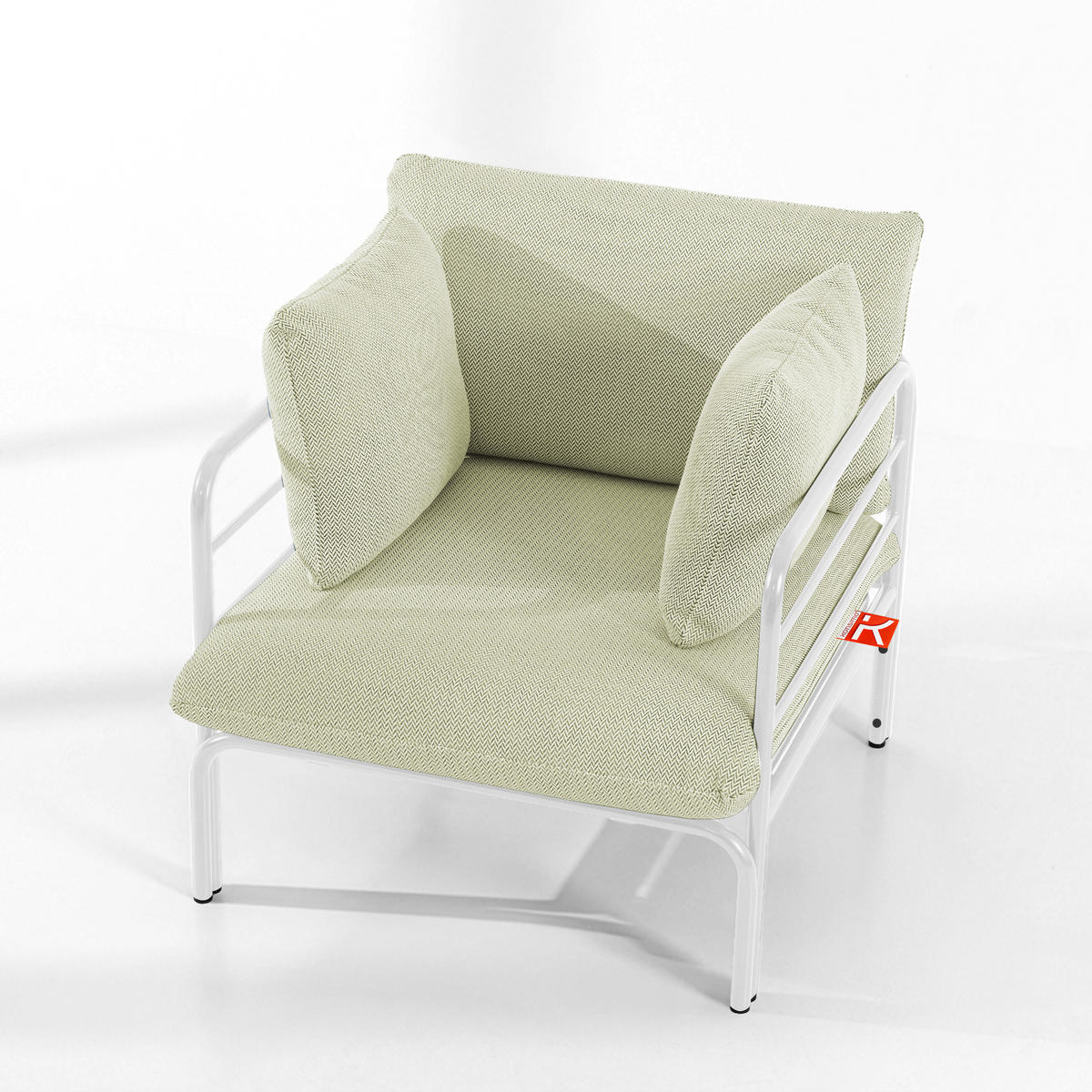 GARTENSESSEL RAMBE inkl. Auflagen, Stahlgestell, Modern, Weiß - Weiß/Hellgrün, Textil/Metall (79/80/80cm) - KONSIMO®