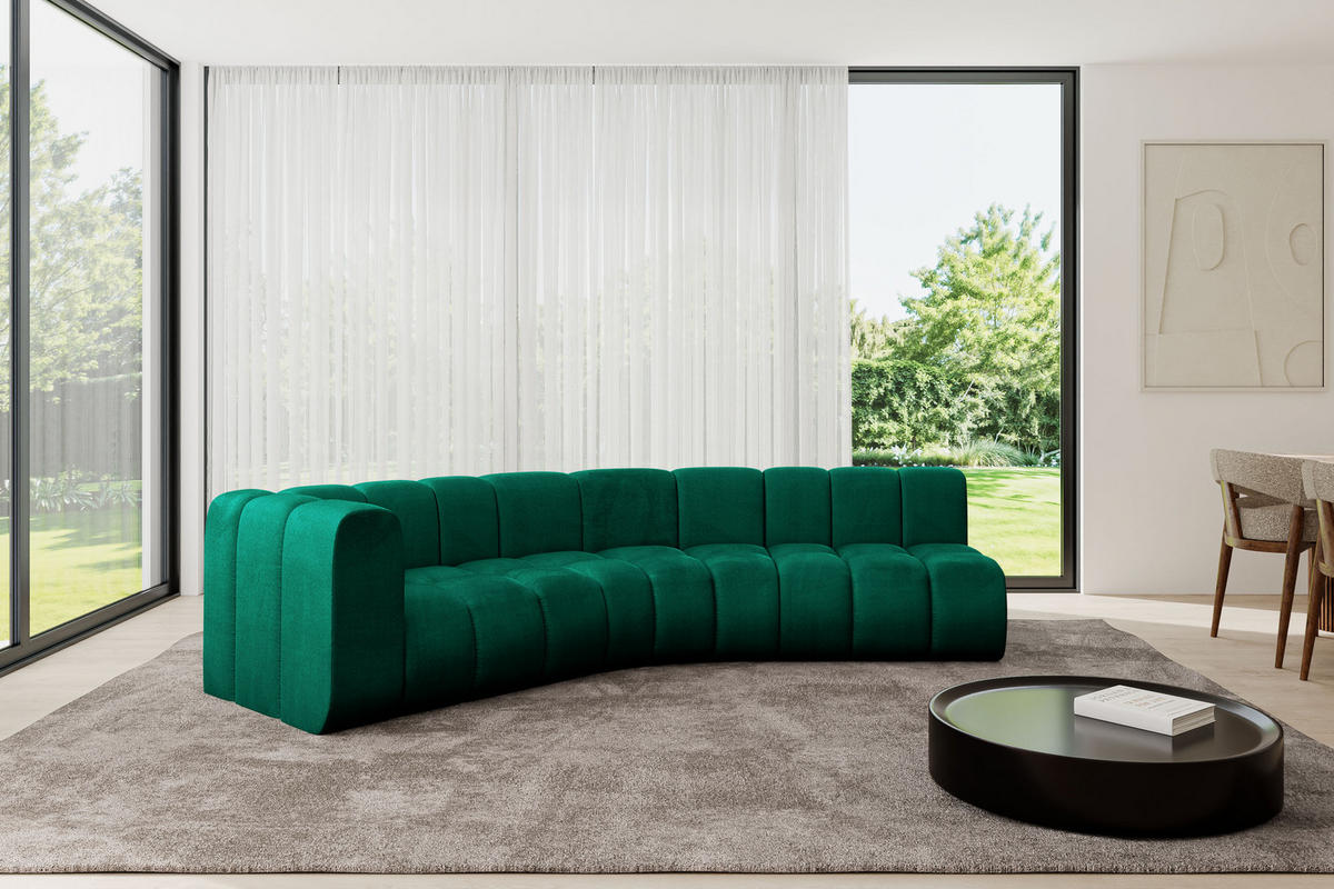 ECKSOFA modulares Sofa Karex-L1 - 308x194x70 cm Grün - Dunkelgrün, Holzwerkstoff/Textil (308/194cm) - ALTDECOR