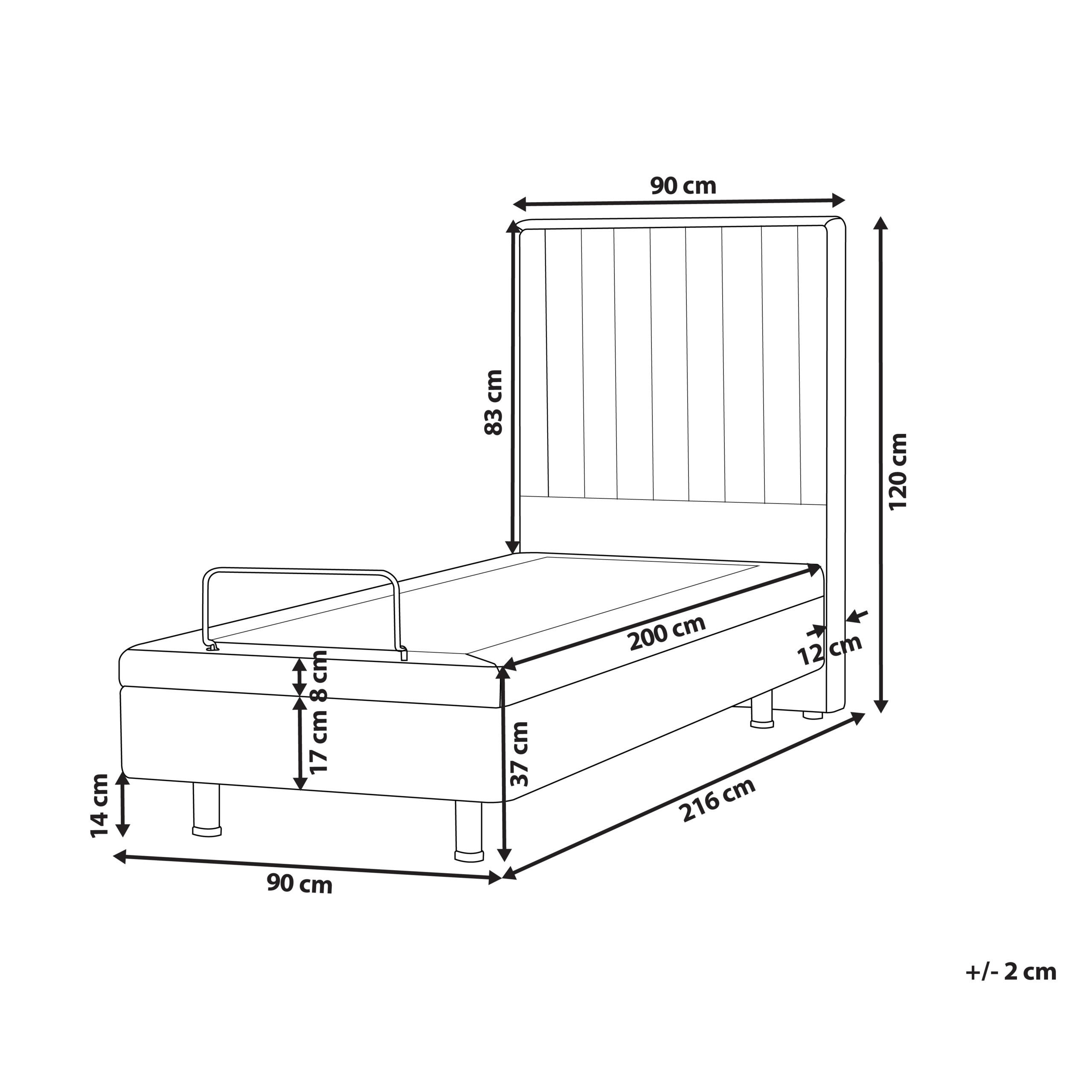 Thumbnail - Beliani Bett, Weiß, Schwarz, Textil, 90x200 cm, Schlafzimmer, Betten