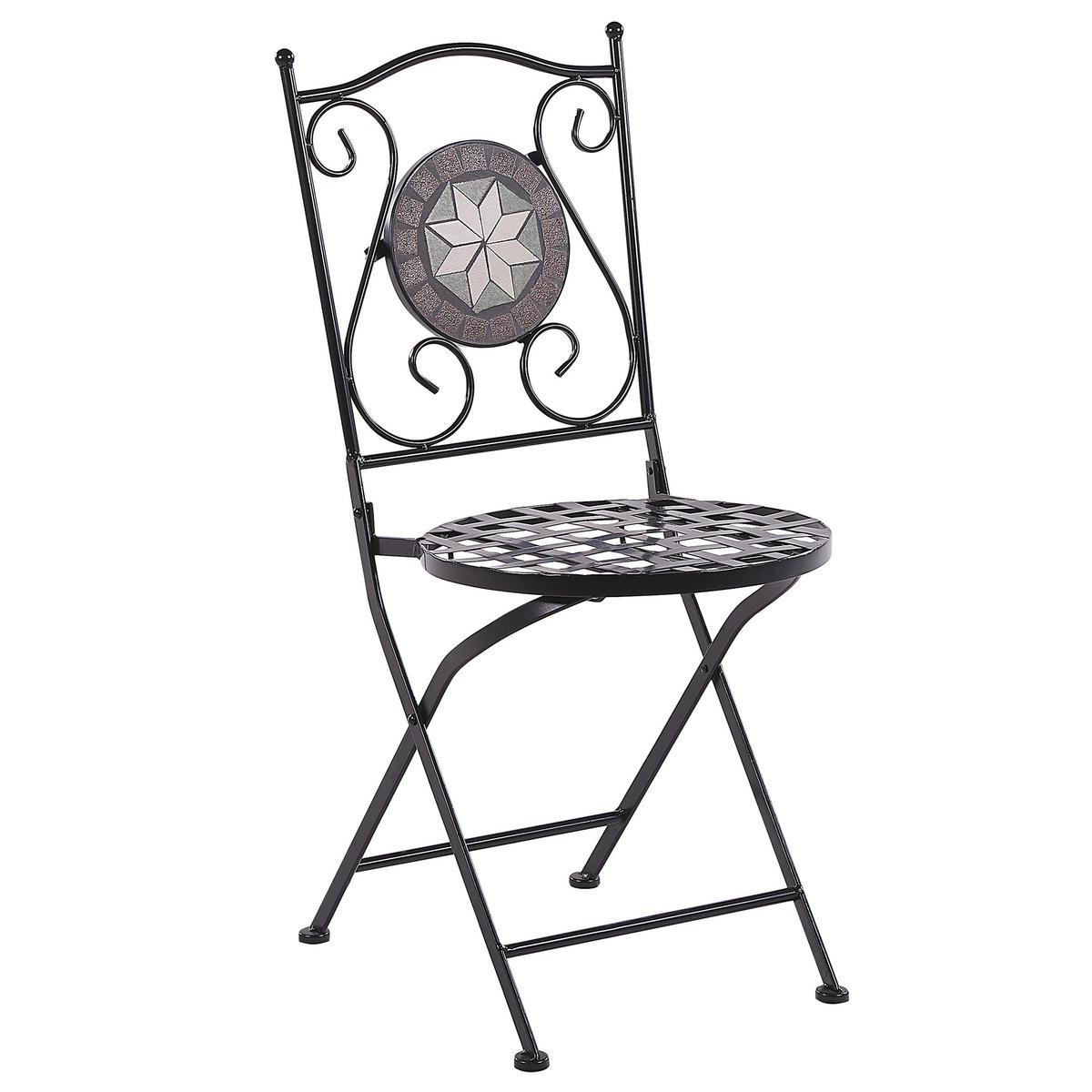 BALKONSET 2-Sitzer Eisen schwarz Mosaik zusammenklappbar Cariati - Schwarz, Metall - Beliani