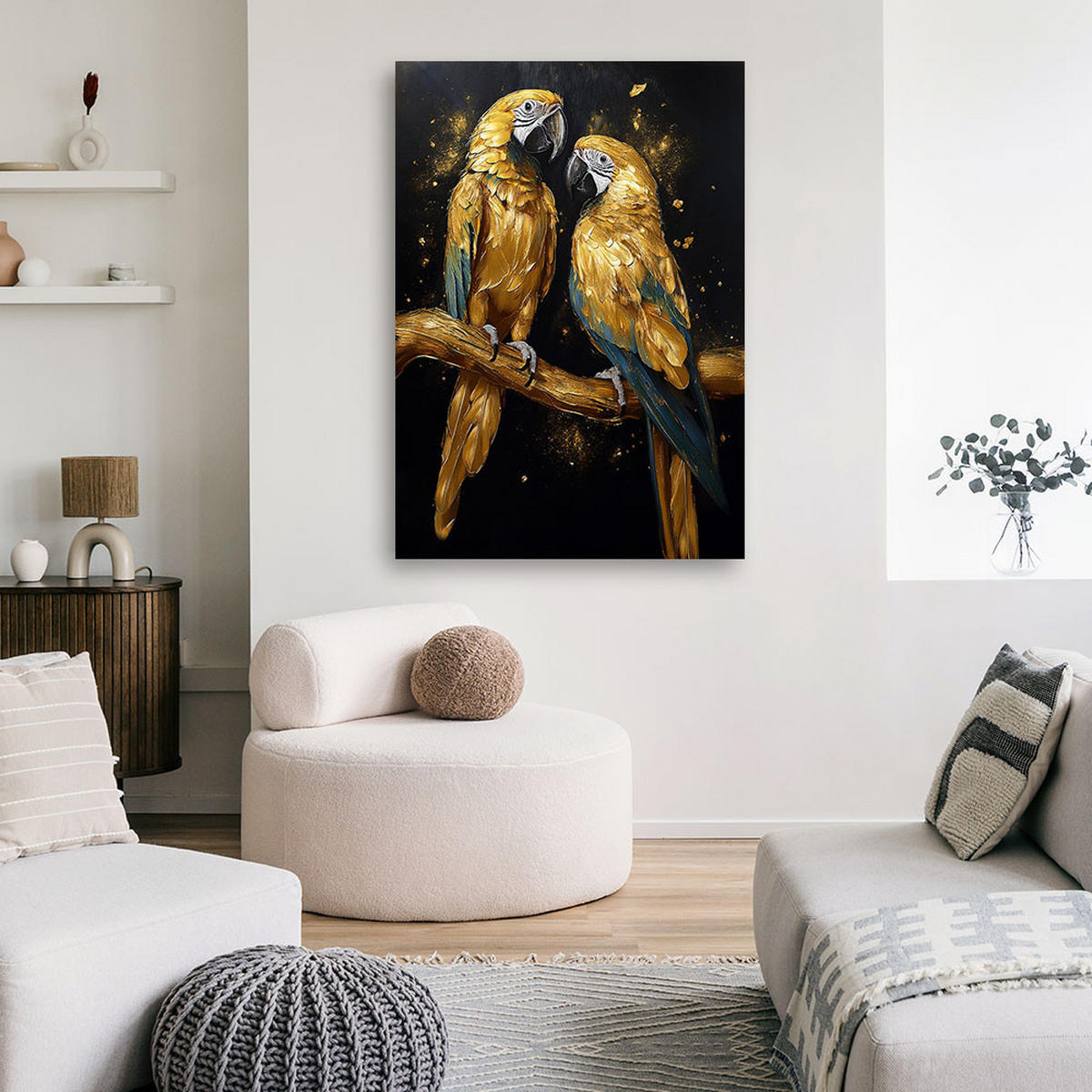 WANDBILD goldene papageien tiere - Goldfarben, Textil (40/60cm) - Feeby