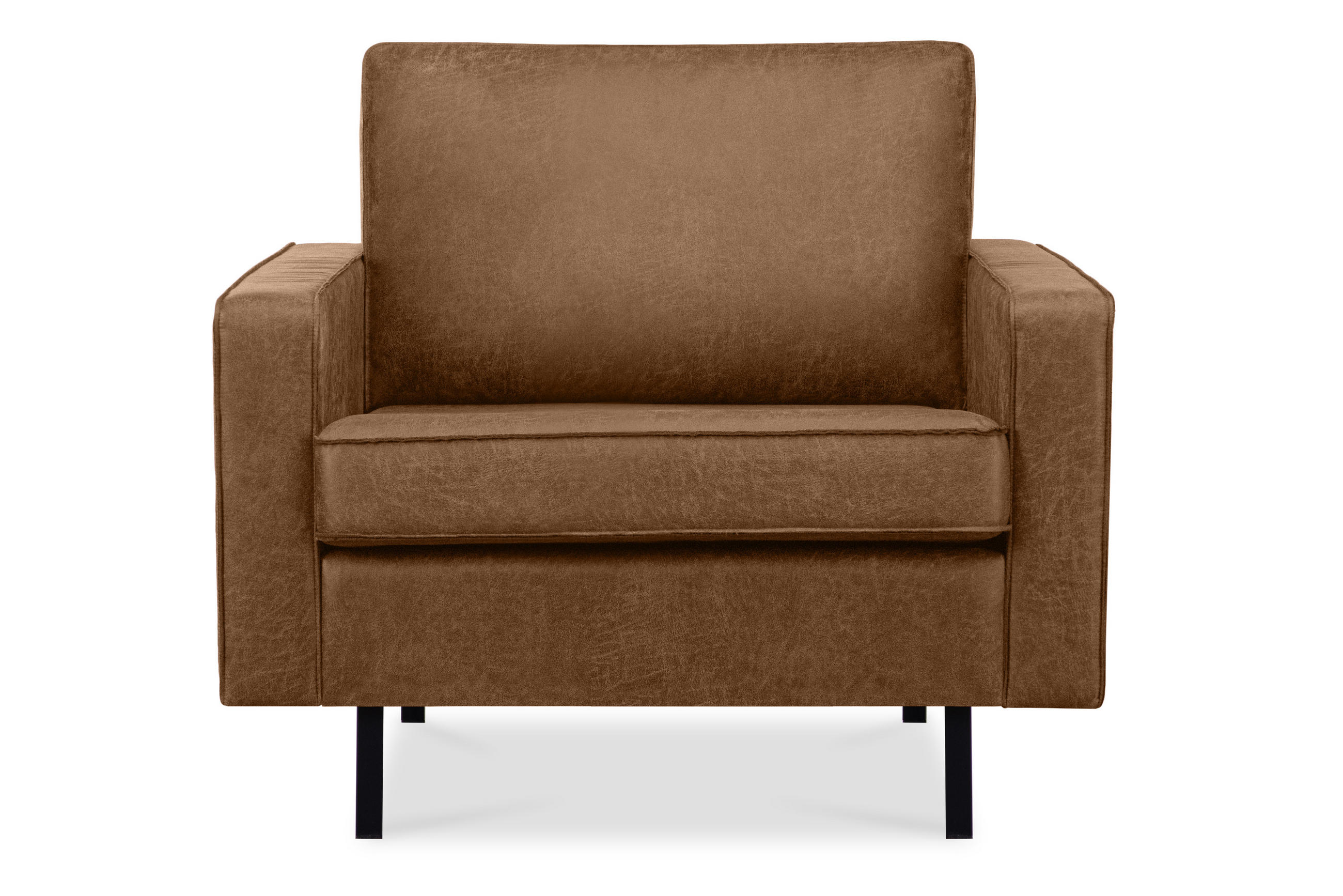 SESSEL INVIA mit Armlehnen auf hohen Metallbeinen vintage, Lederoptik-Stoff, Braun - Schwarz/Braun, Textil (98/87/98cm) - KONSIMO®