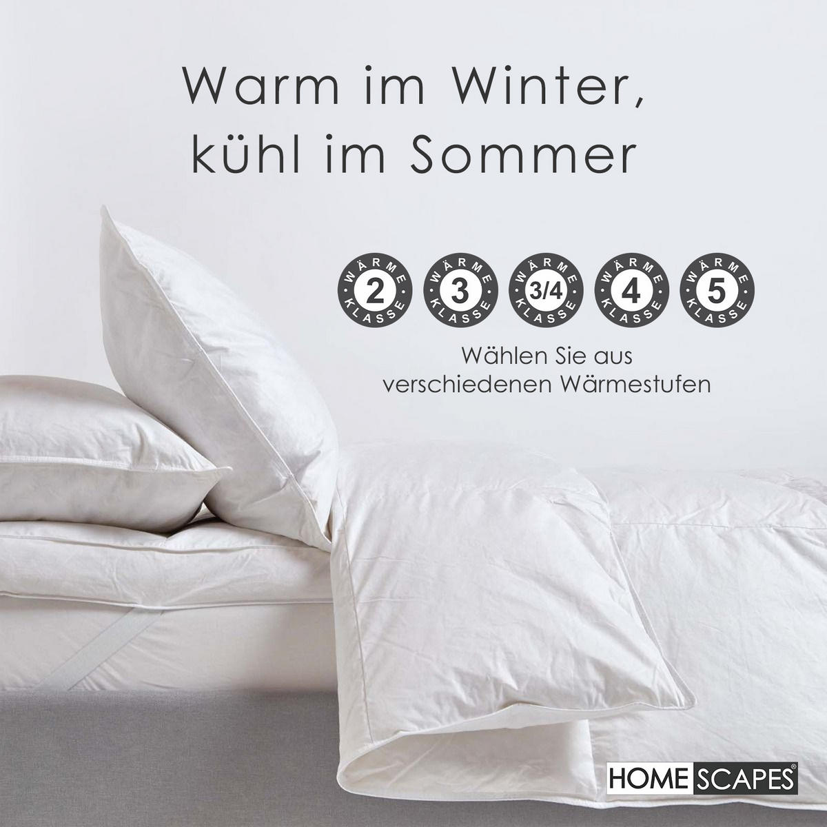 BETTDECKE 200/200 cm, Gänse-Federn & Daunen - Weiß, Textil (200/200cm) - Homescapes