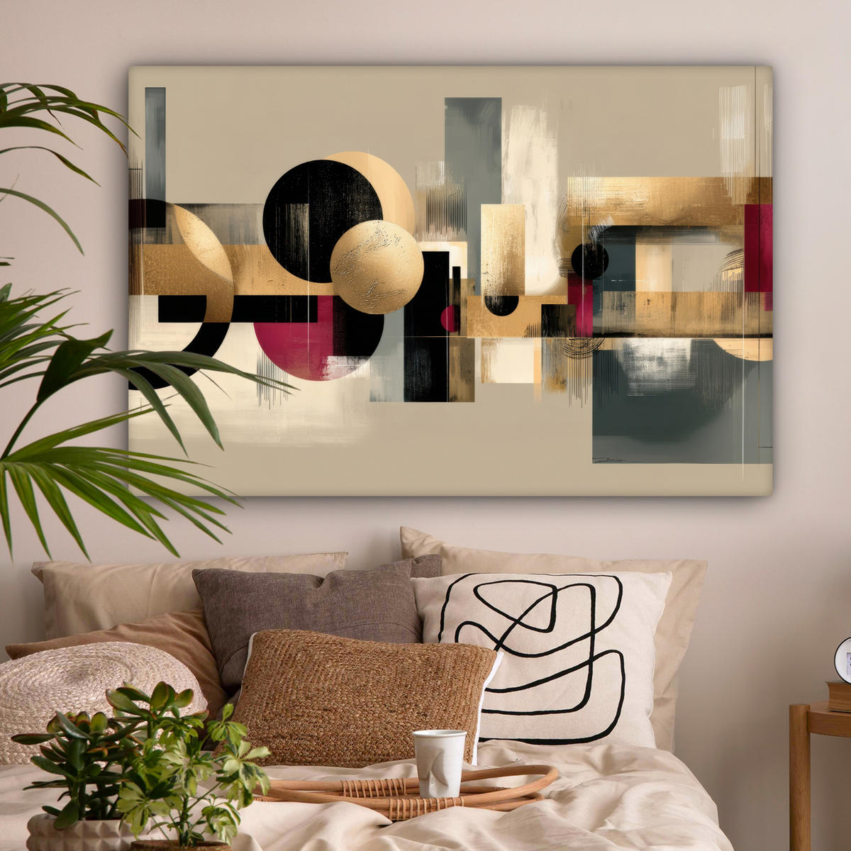 LEINWANDBILD Abstrakt - Formen - Beige - Texturen Groß 140x90 cm - Beige, Textil (140/90cm) - MuchoWow