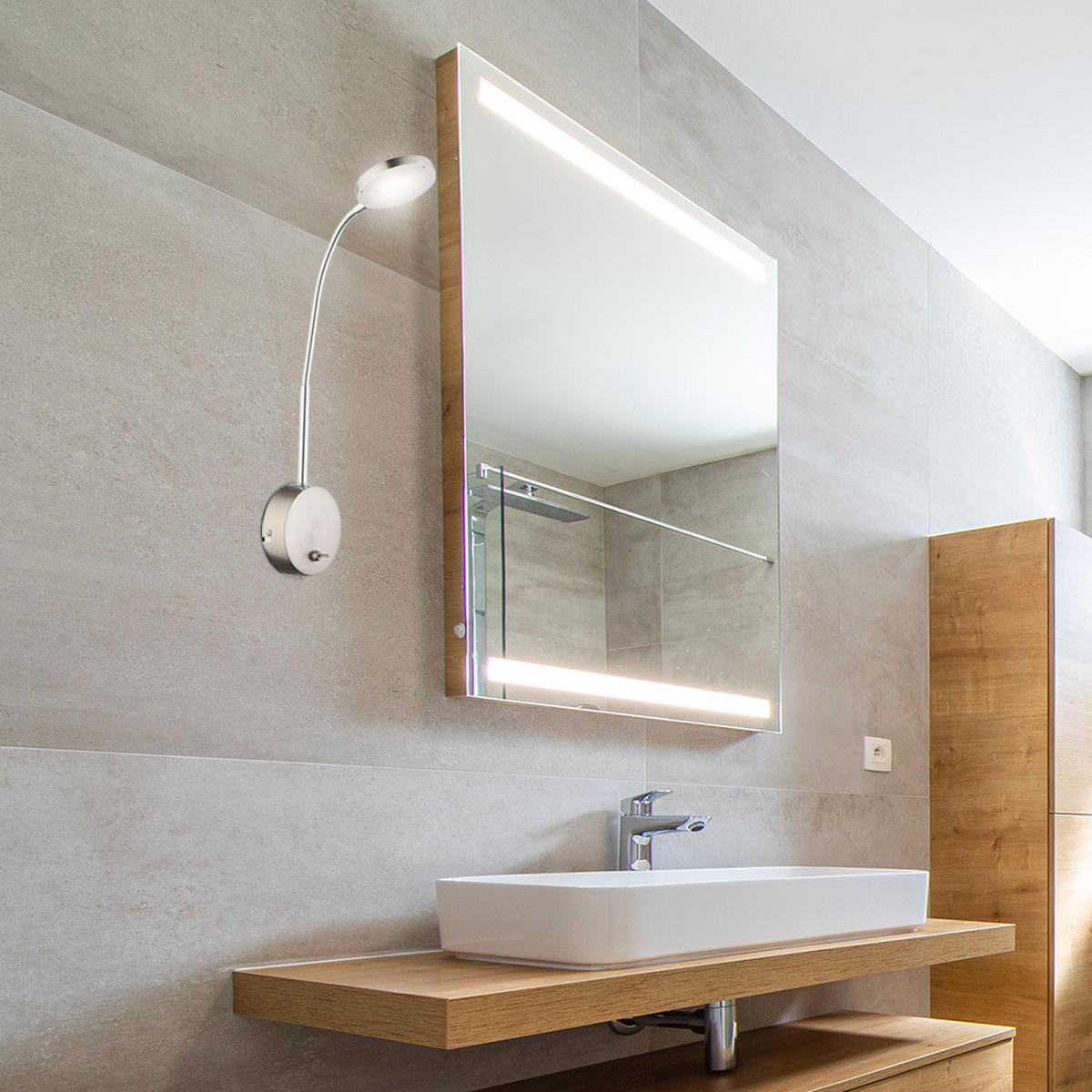 LED WANDLEUCHTE DENIZ Silber Chrom - Silberfarben, Metall (26/48/26cm)