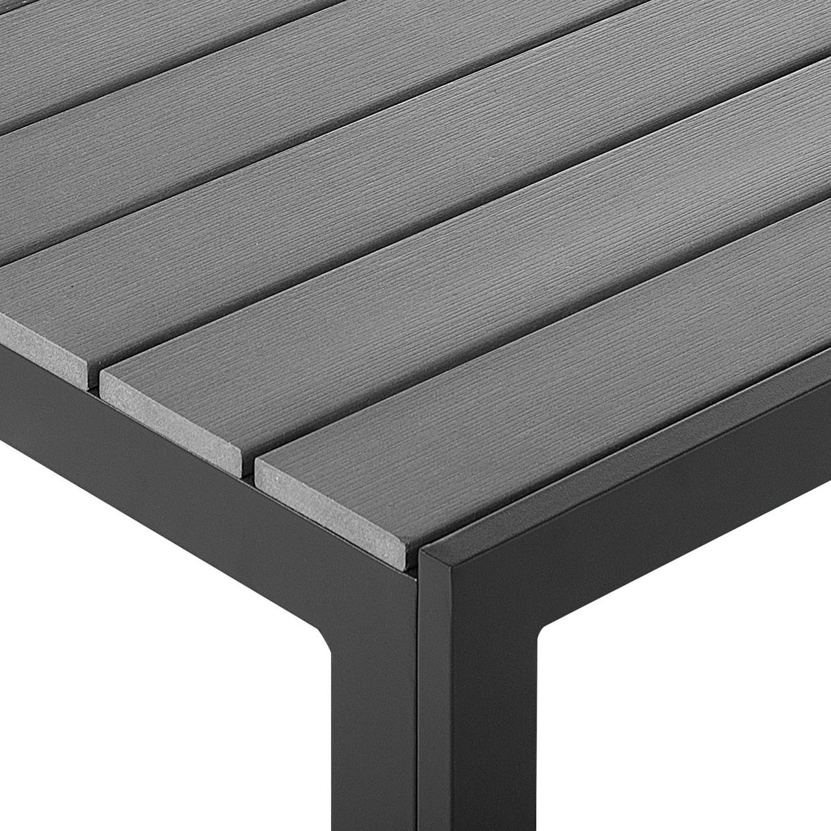 GARTENTISCH Kunstholz grau/schwarz 150/90 cm Como - Schwarz/Grau, Kunststoff (150/90/74cm) - Beliani