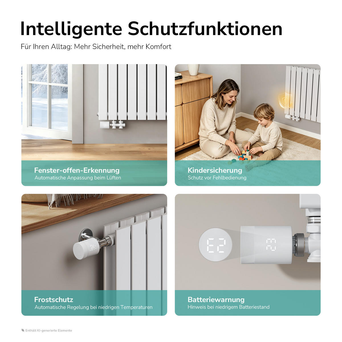 TERMOSTAT ZA RADIJATOR Wi-Fi, M30 × 1,5 mm, pametni 6/9/6 cm - bijela, plastika (5.4/8.9/5.4cm) - EMKE