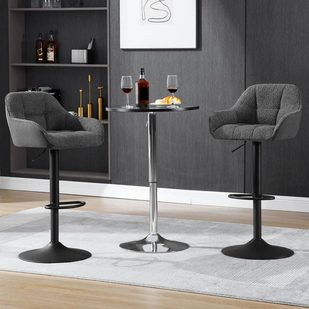 Thumbnail - Woltu Barhocker, Dunkelgrau, Textil, Säule, 52x87x50 cm, Esszimmer, Barmöbel, Barhocker