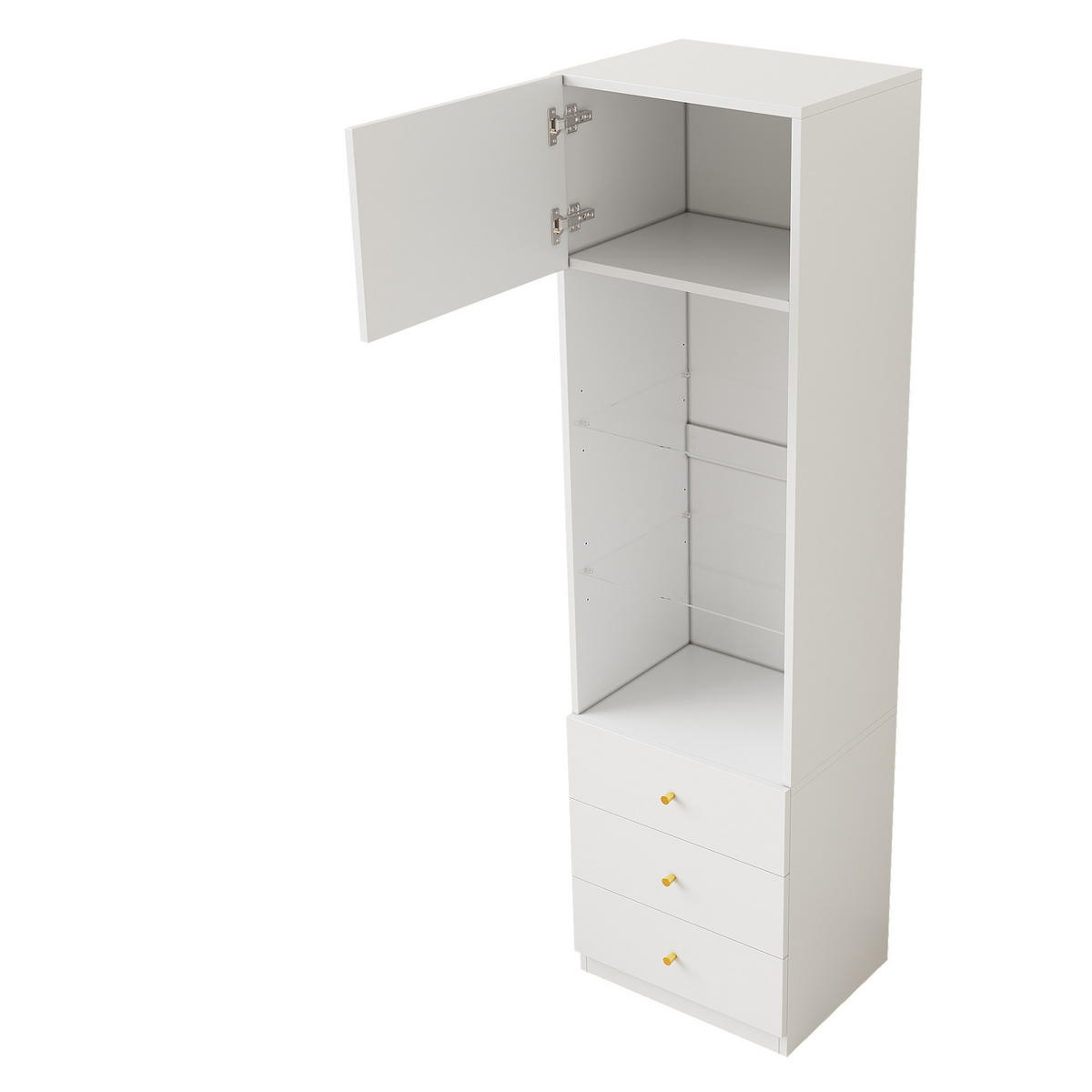 KLEIDERSCHRANK-SET aus MDF 80x50x200 cm & 50x40x180 cm Weiß mit Schubladen, Kleiderstange und Einlegeböden - Weiß, Holzwerkstoff (50/180/40cm) - Modfu