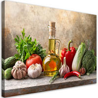 WANDBILD gemüse für die küche - Multicolor, Textil (60/40cm) - Feeby