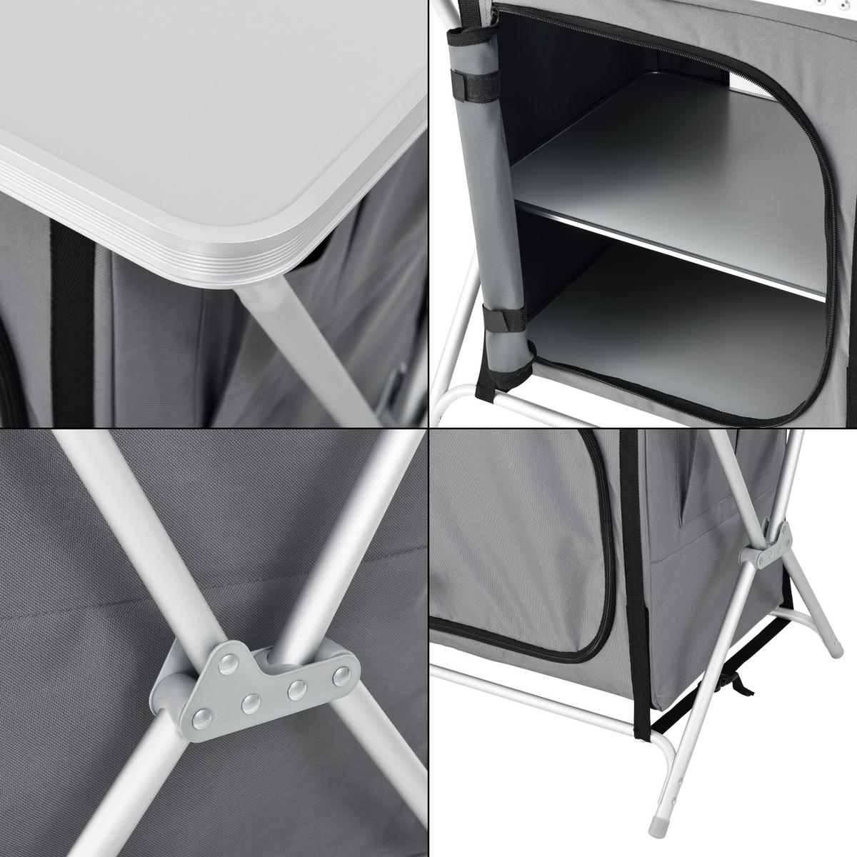 CAMPINGSCHRANK Tullinge - Grau, Textil/Metall (45/60/64cm) - [en.casa]