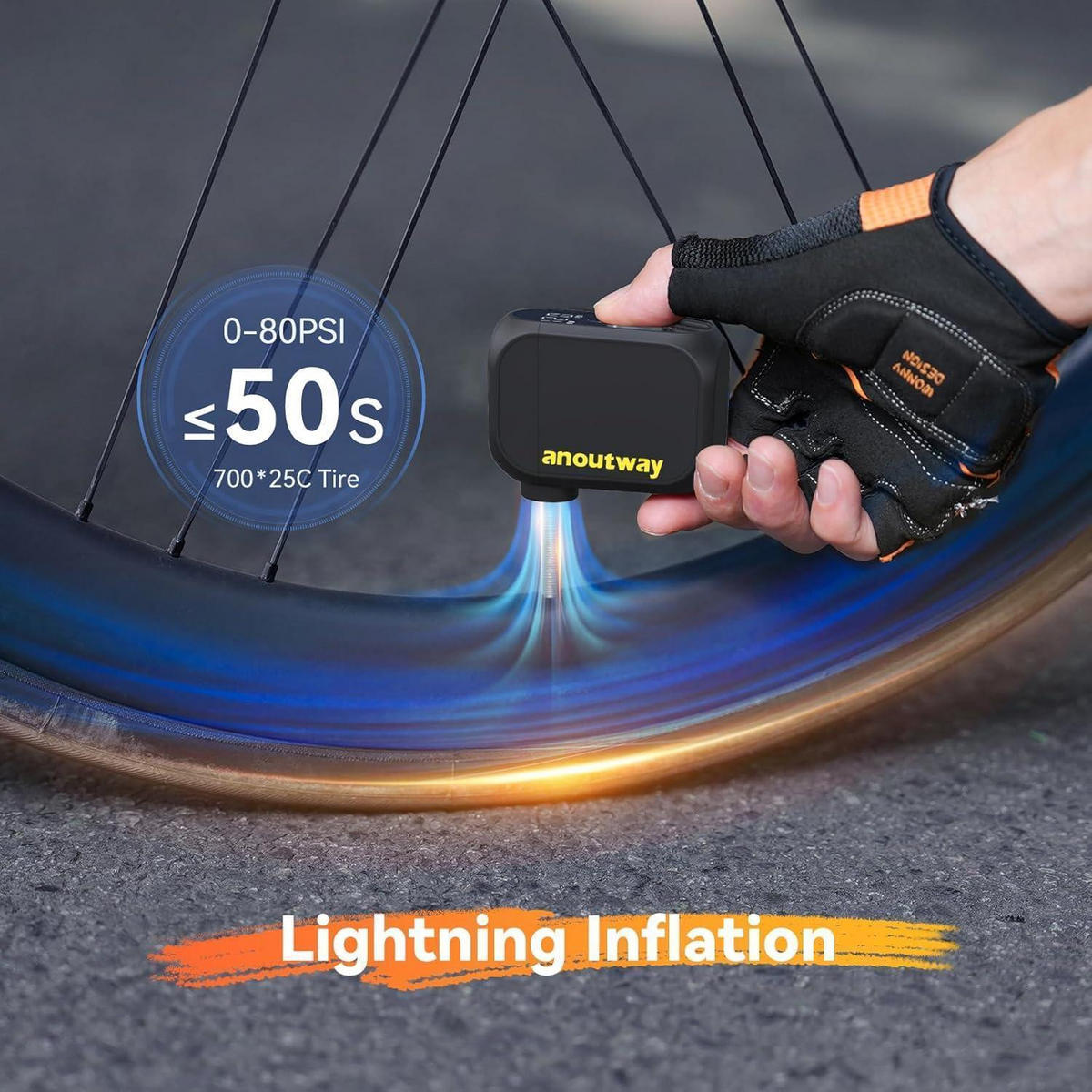 FAHRRADPUMPE elektrisch mit Digitalem Manometer - Schwarz, Kunststoff (2.8/7/4.9cm)