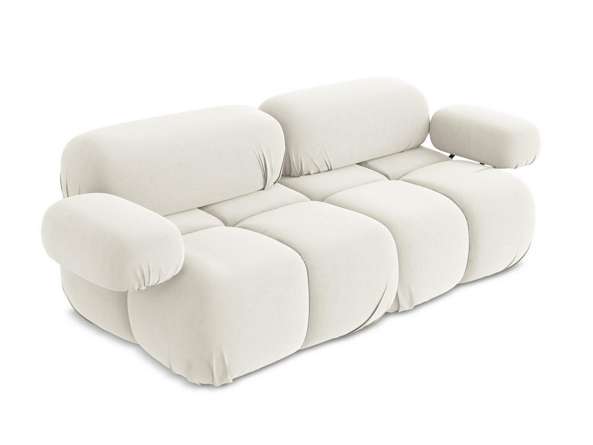 2-SITZER-SOFA Samt Stoff Beige - Beige/Creme, Kunststoff/Textil (190/70/96cm) - Makamii