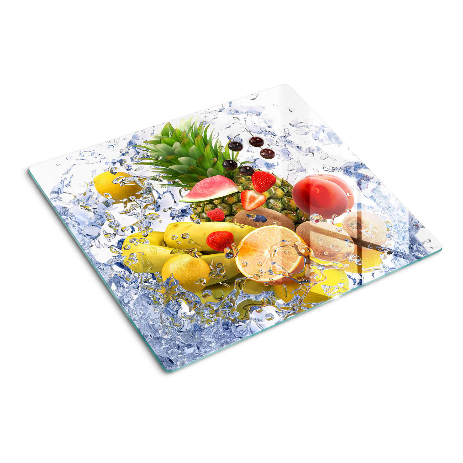 GLASPLATTE 60x52 cm Obst und Wasser - Multicolor, Glas (60/0.4/52cm) - TULUP