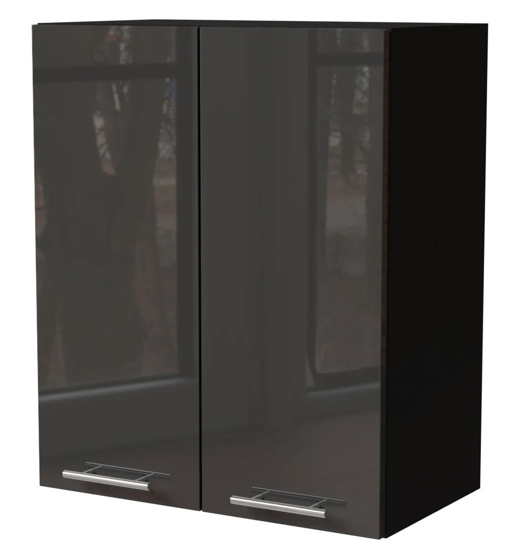 KÜCHENHÄNGESCHRANK Essen W3/60 Graphit Hochglanz / Schwarz Matt 60 / 32,5 / 72cm - Schwarz/Graphitfarben, Holz/Holzwerkstoff (60/72/32.5cm) - Feldmann-Wohnen
