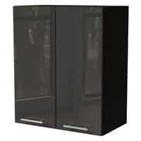 KÜCHENHÄNGESCHRANK Essen W3/60 Graphit Hochglanz / Schwarz Matt 60 / 32,5 / 72cm - Schwarz/Graphitfarben, Holz/Holzwerkstoff (60/72/32.5cm) - Feldmann-Wohnen