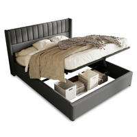 POLSTERBETT 180/200 cm in Grau mit Bettkasten und Hydraulik Leinen - Grau, Holzwerkstoff/Textil (180/200cm) - CHICFURN