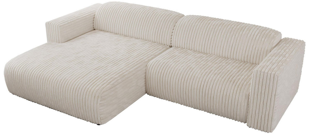 ECKSOFA PASADENA Beige Cord - Links Seite - Beige/Schwarz, Kunststoff/Textil (288/180cm) - MKS